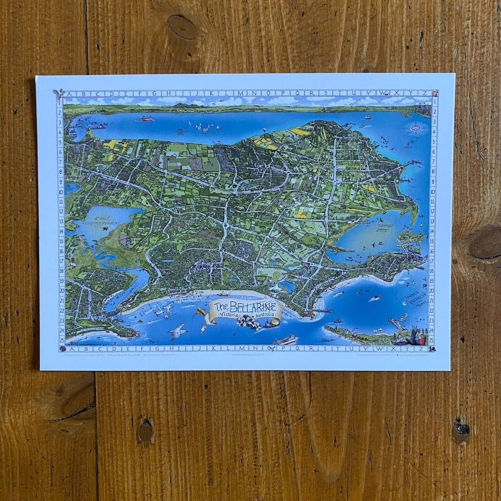 The Bellarine Map Postcard - Pack of 10