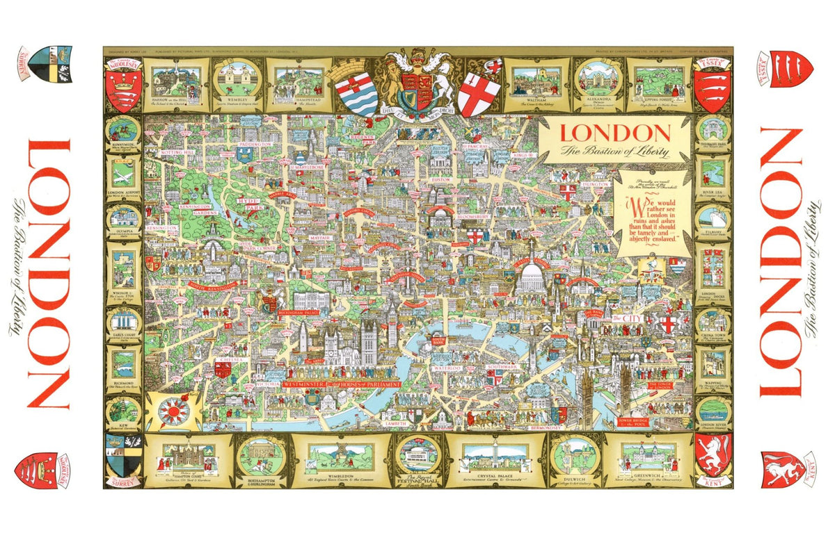 Vintage London Illustrated Map Scarf