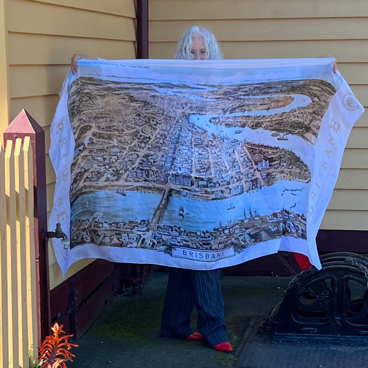 Vintage Brisbane Illustrated Map Scarf
