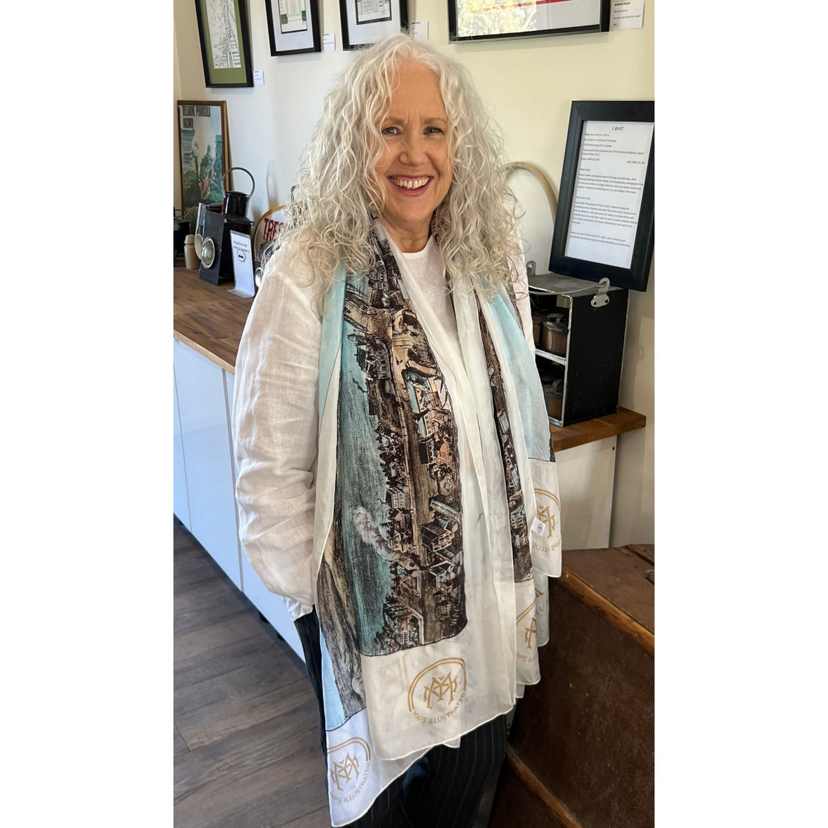 Vintage Brisbane Illustrated Map Scarf