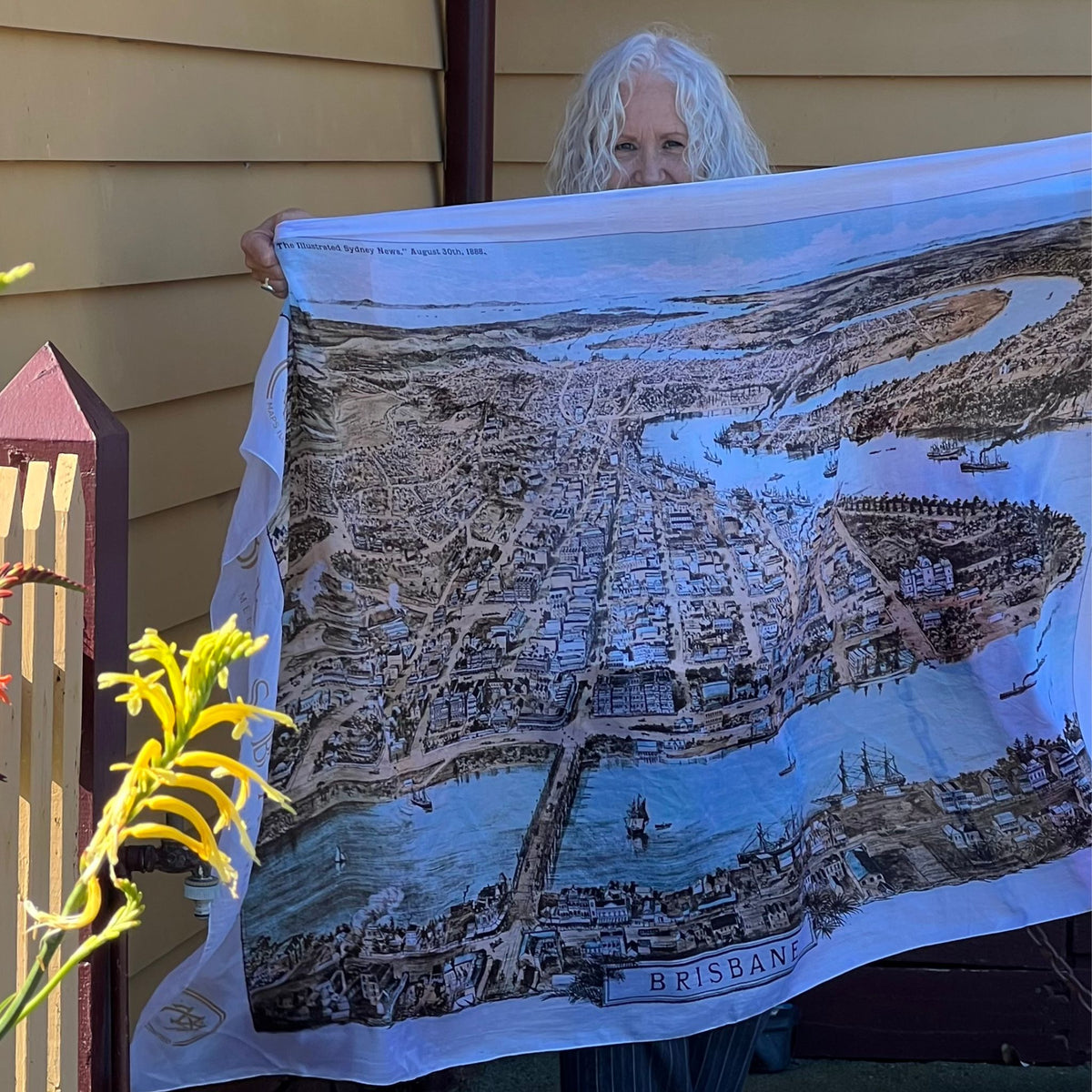 Vintage Brisbane Illustrated Map Scarf
