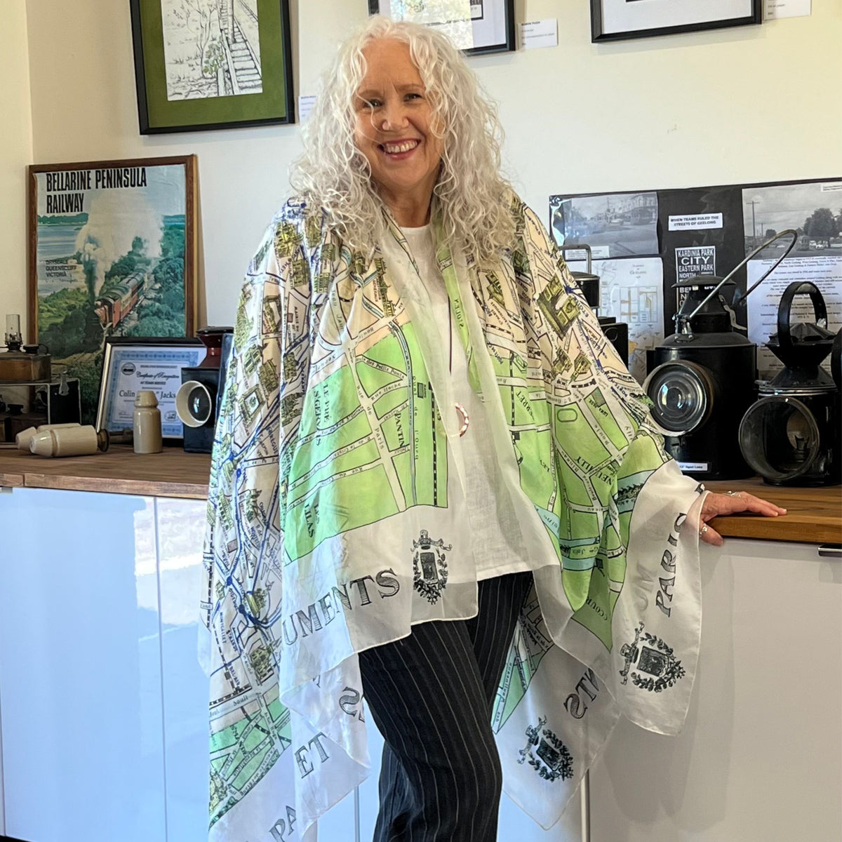 Vintage Paris Illustrated Map Scarf