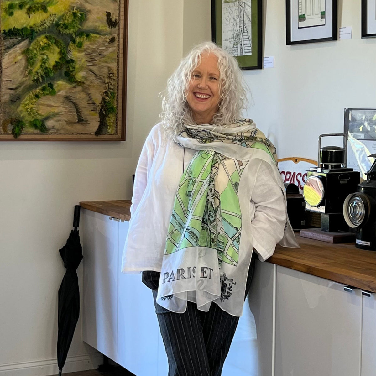 Vintage Paris Illustrated Map Scarf