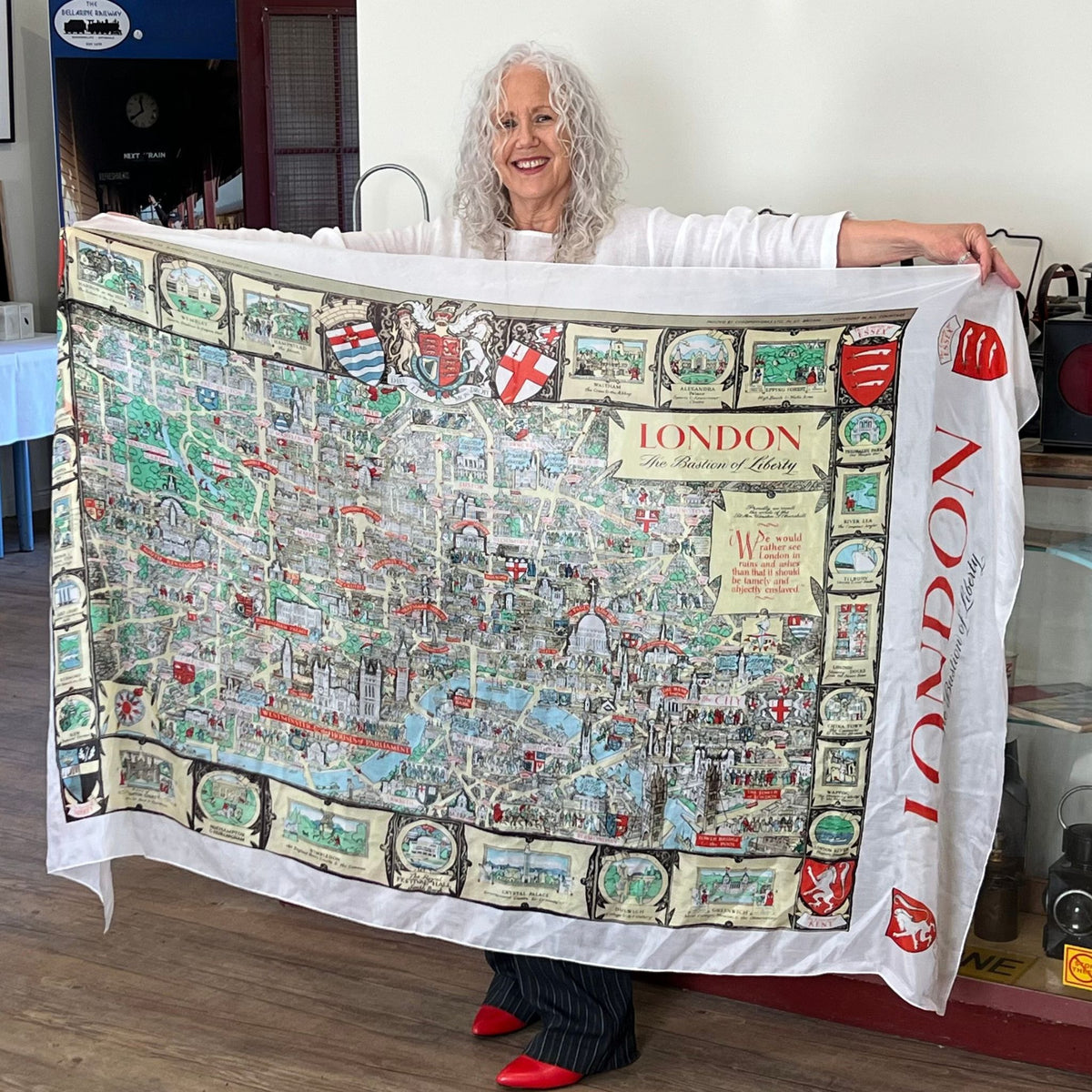 Vintage London Illustrated Map Scarf