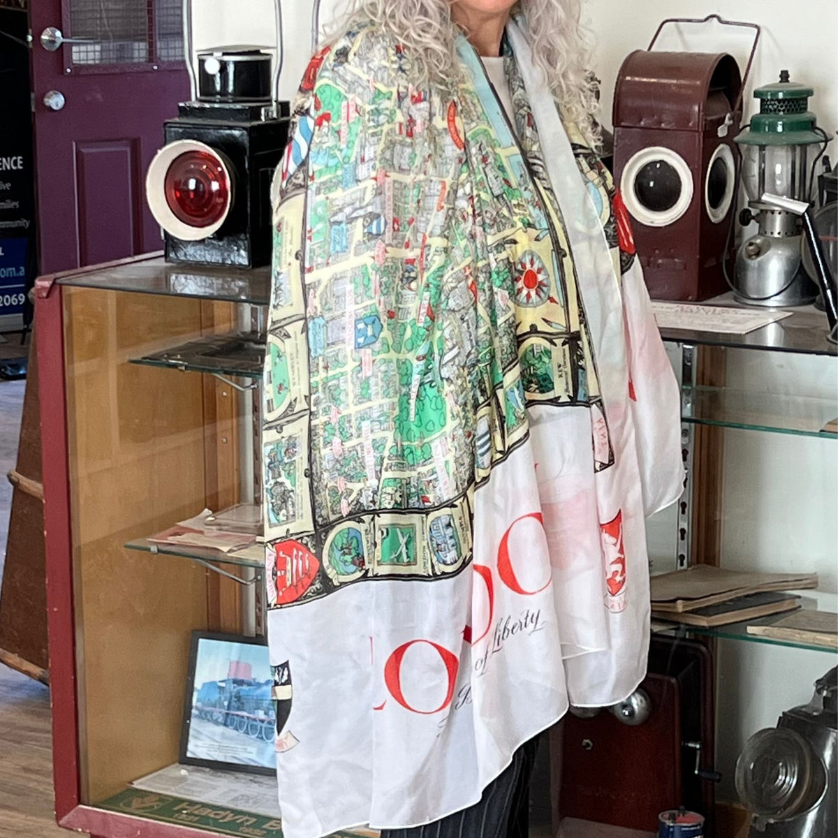 Vintage London Illustrated Map Scarf