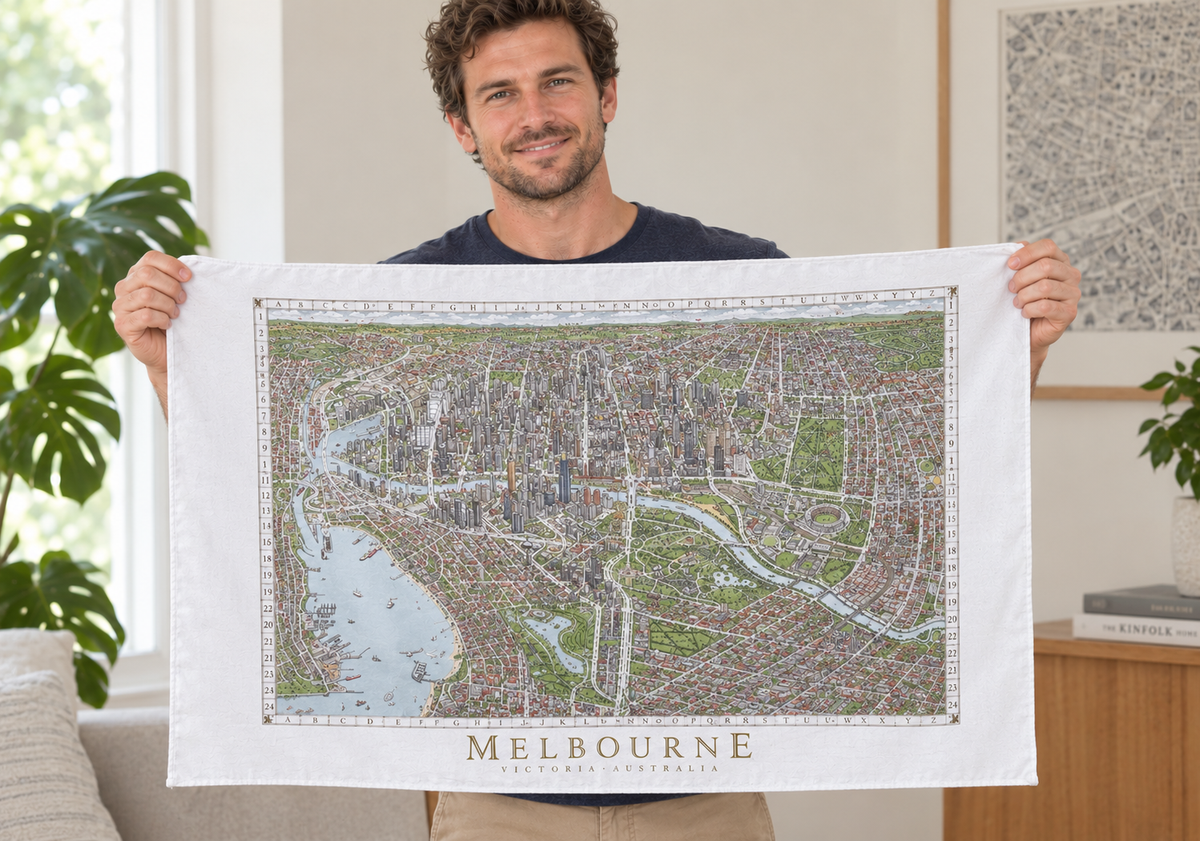 The Melbourne Map Tea Towel