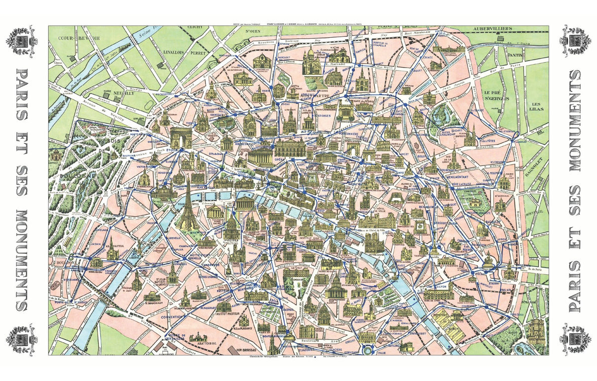 Vintage Paris Illustrated Map Scarf