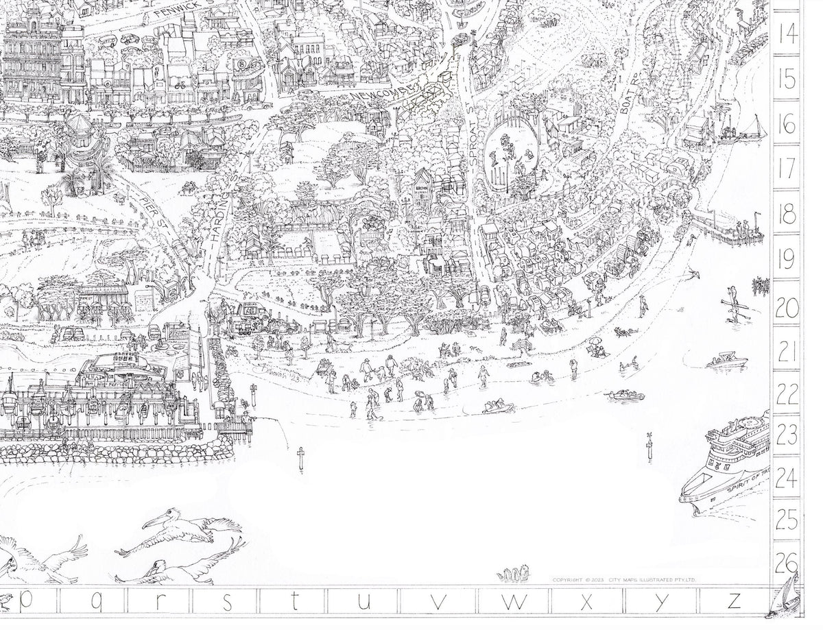The Portarlington Map - Bottom right corner detail of this extraordinary hand-drawn illustration.