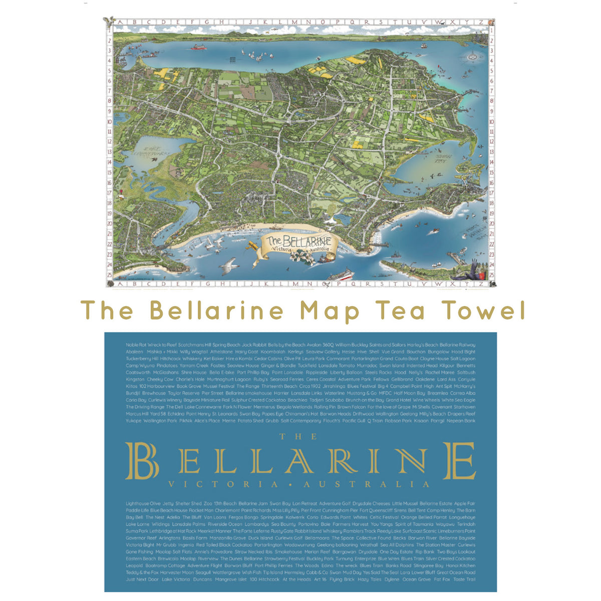 The Bellarine Map Tea Towel