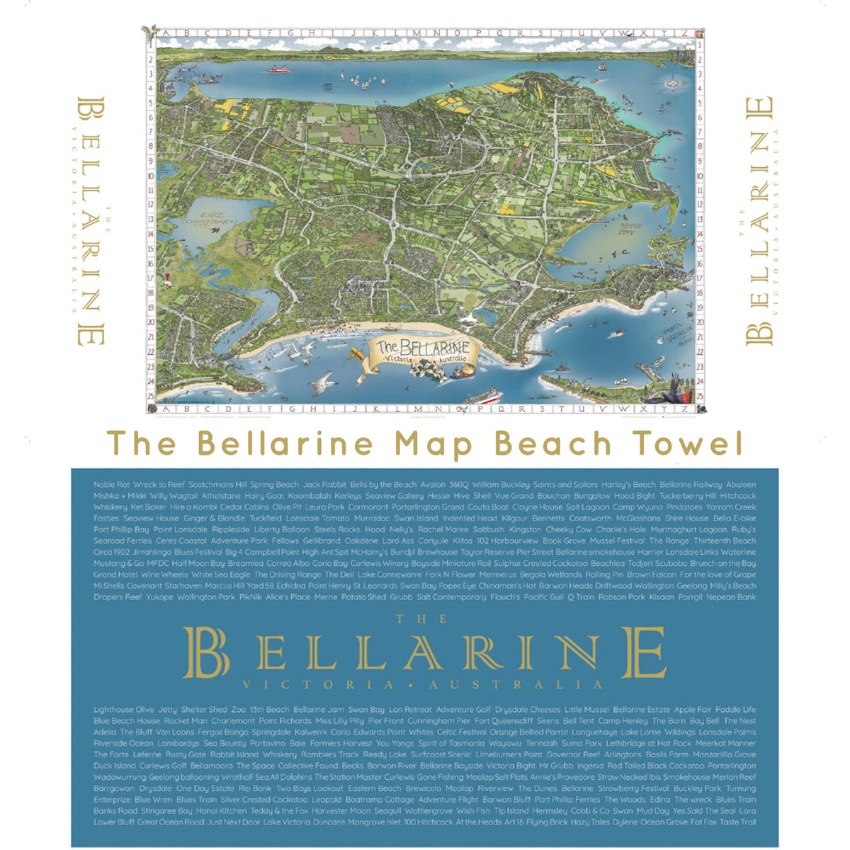 The Bellarine Map Beach Towel