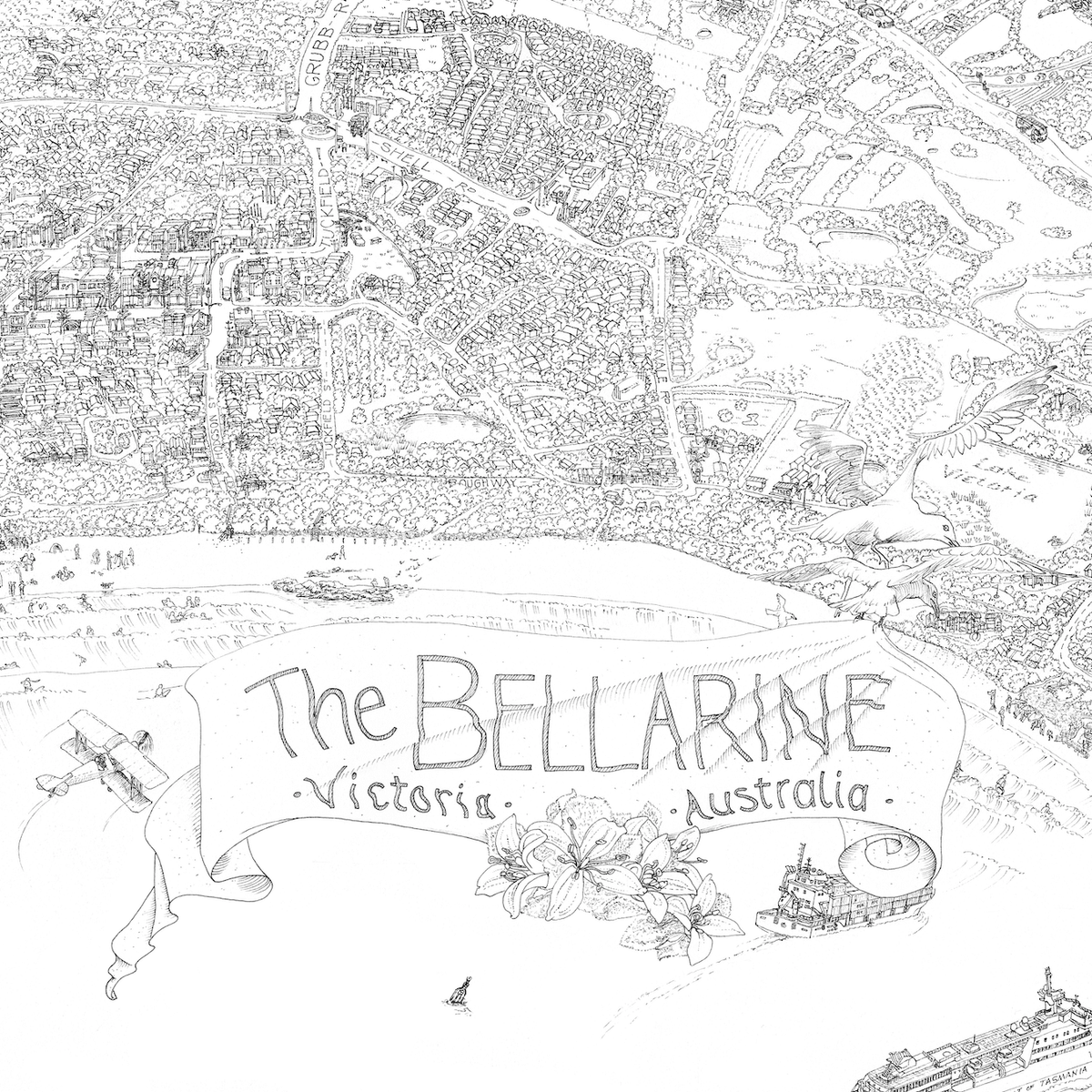 The Bellarine Map Limited Edition - Black &amp; White