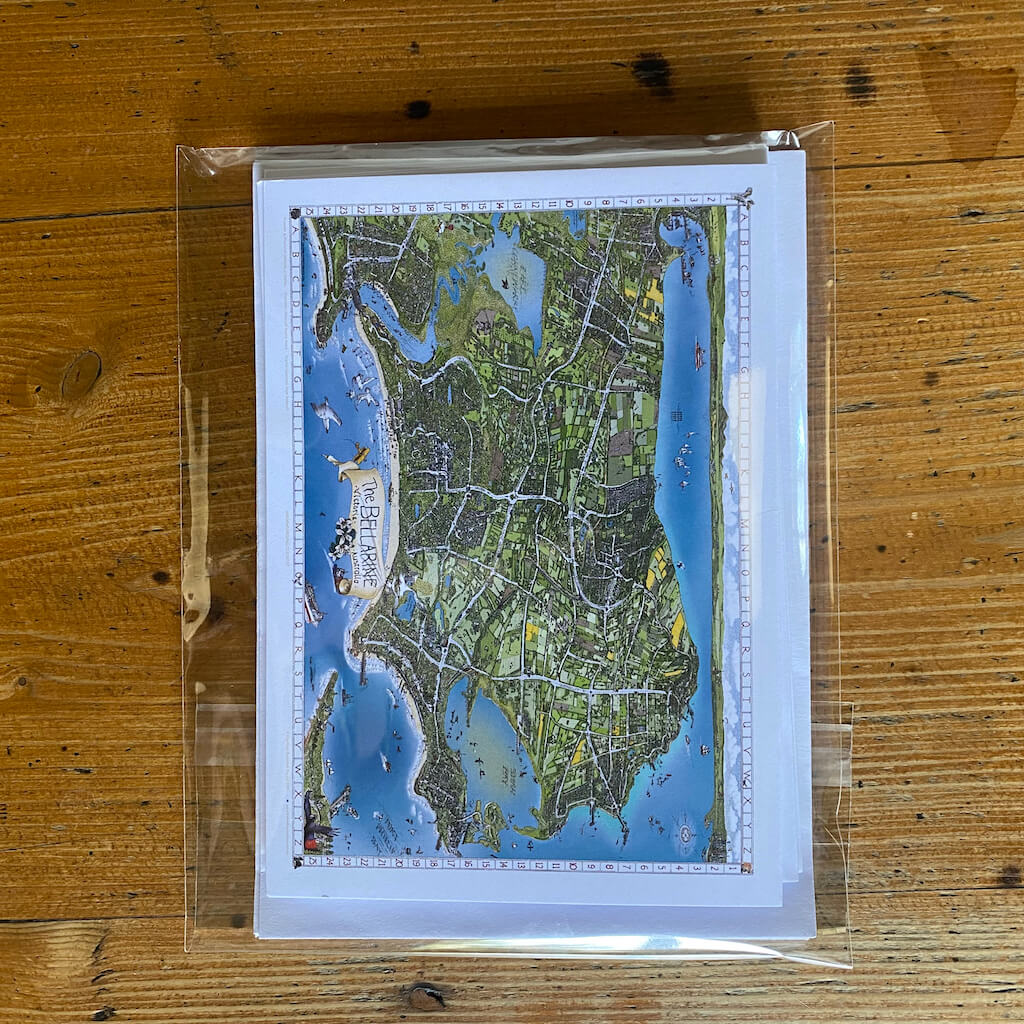 The Bellarine Map Greeting Cards - Pack of 4