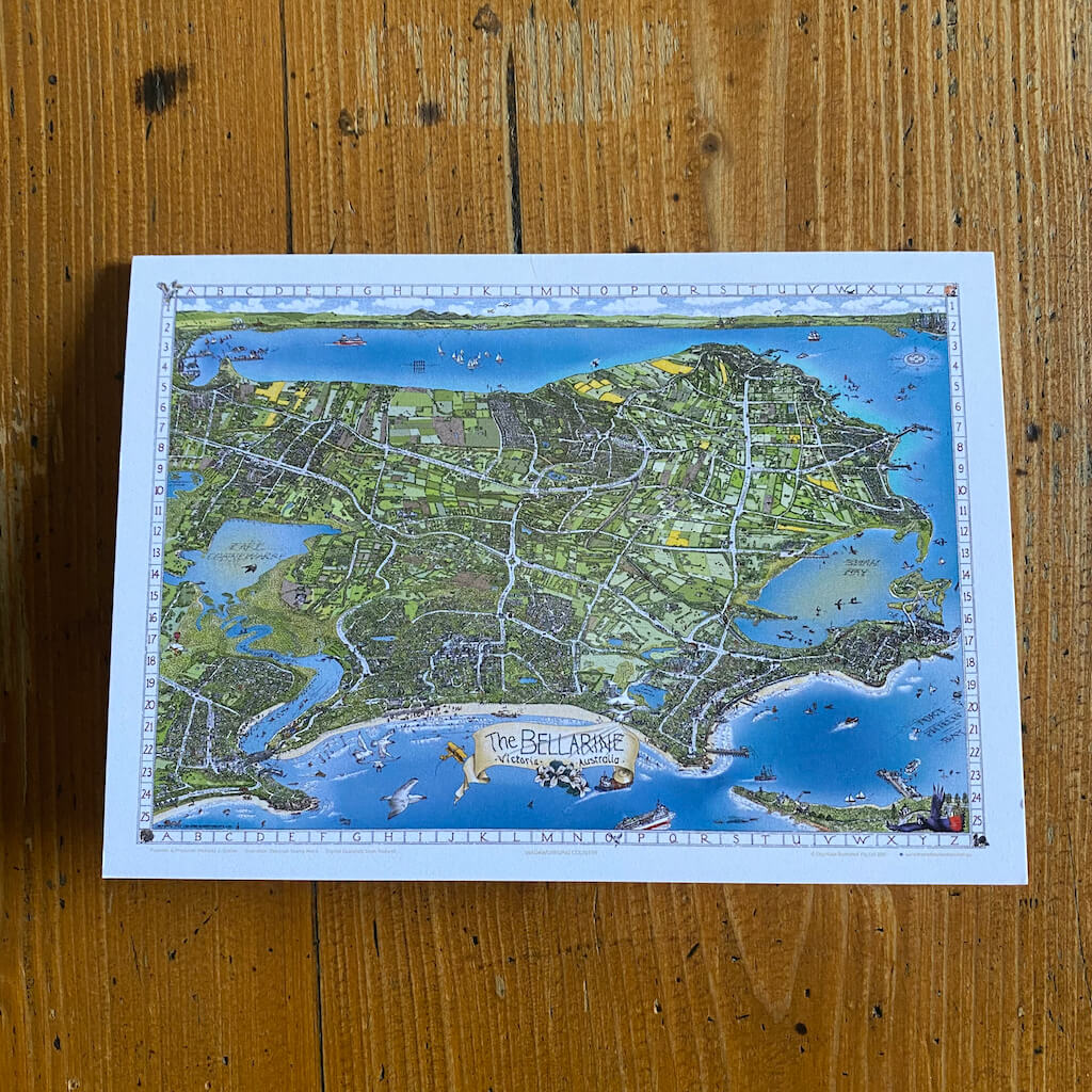 The Bellarine Map Greeting Cards - Pack of 4