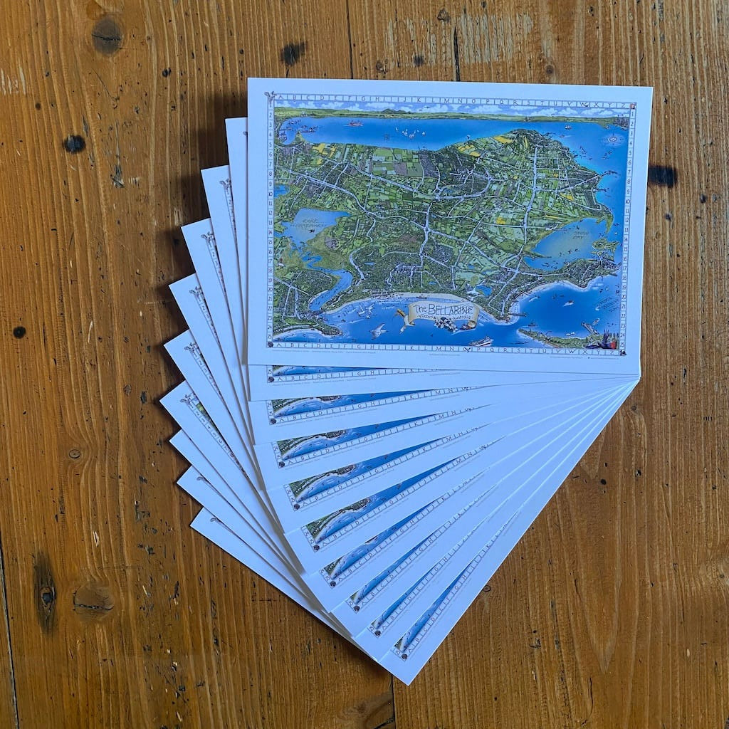 The Bellarine Map Postcard - Pack of 10