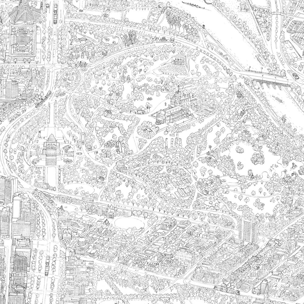 The Melbourne Map Black &amp; White Open Edition