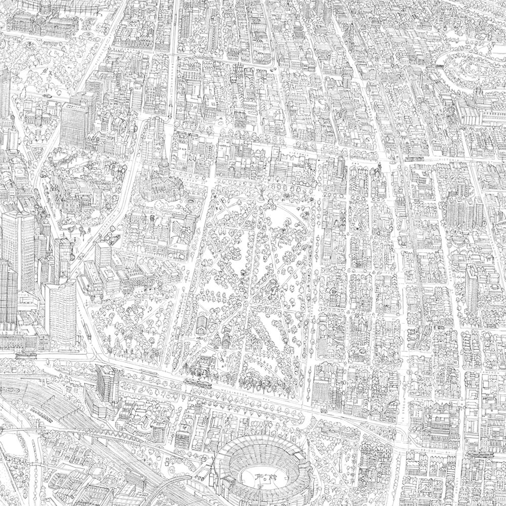 The Melbourne Map Black &amp; White Open Edition
