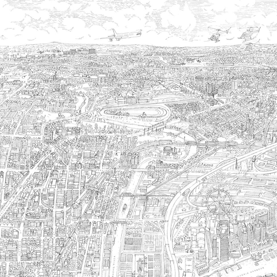 The Melbourne Map Black &amp; White Open Edition