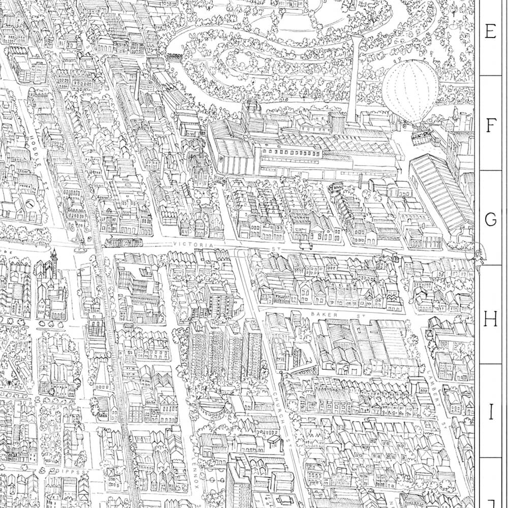 The Melbourne Map Black &amp; White Open Edition