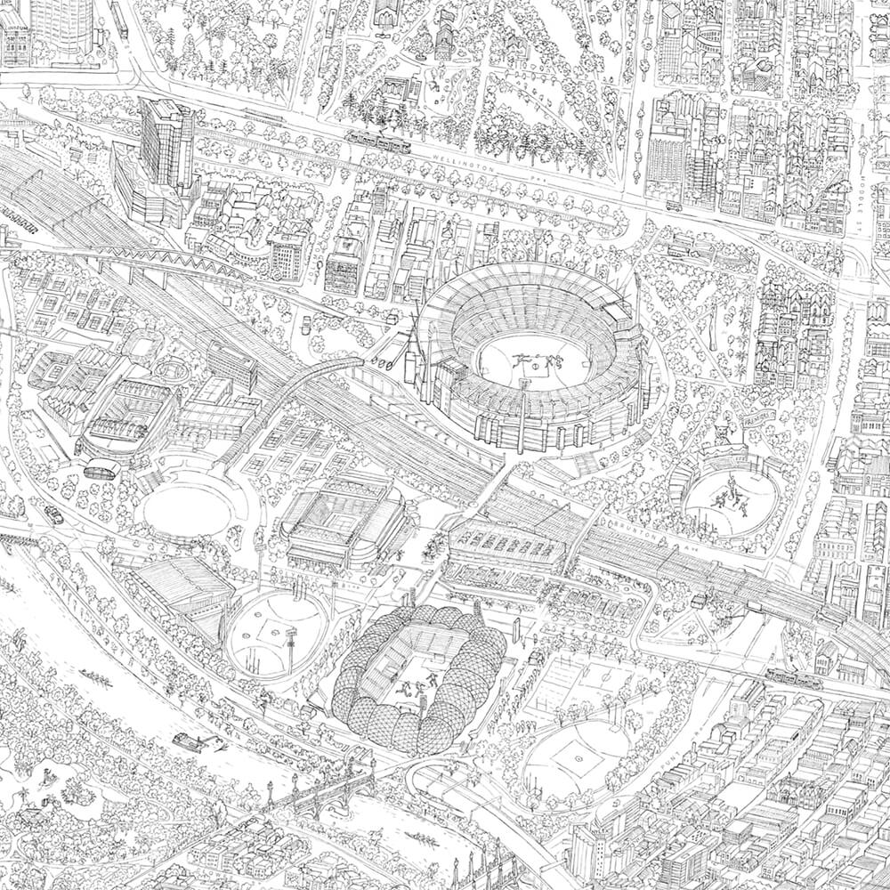 The Melbourne Map Black &amp; White Open Edition