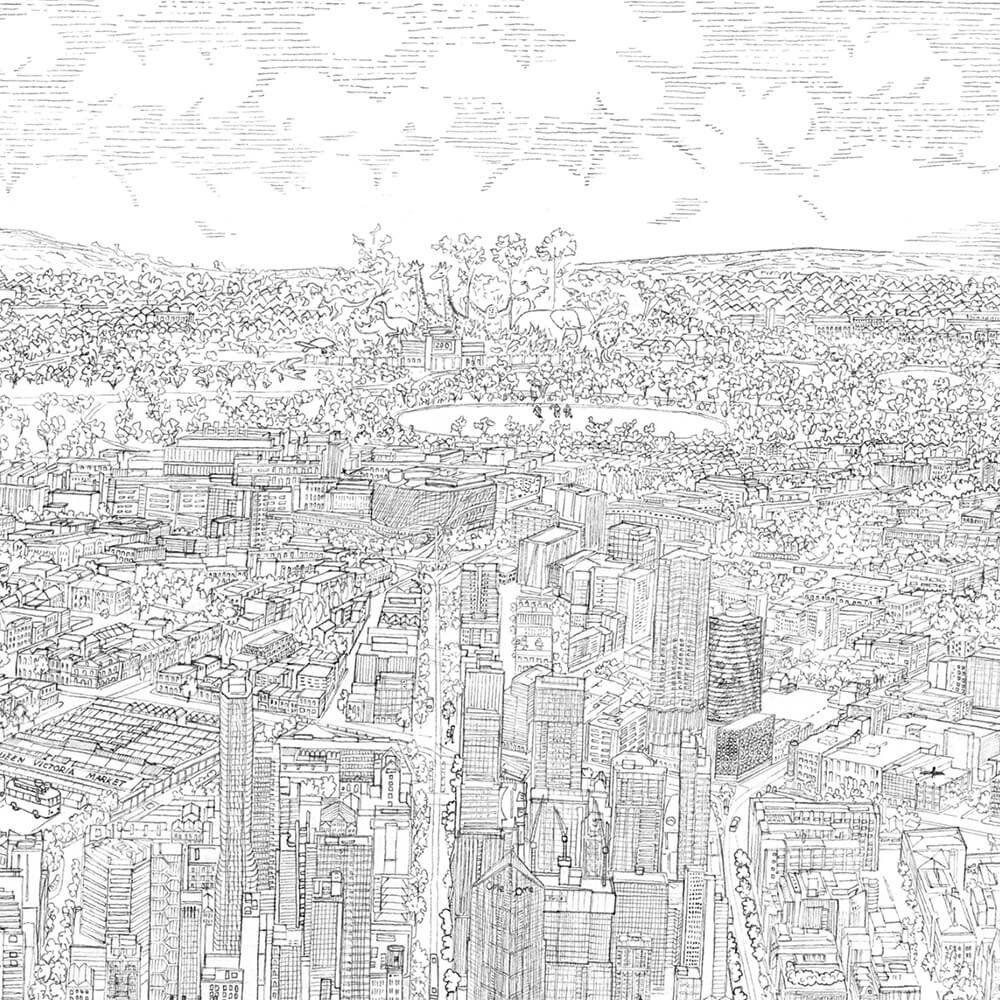 The Melbourne Map Black &amp; White Open Edition